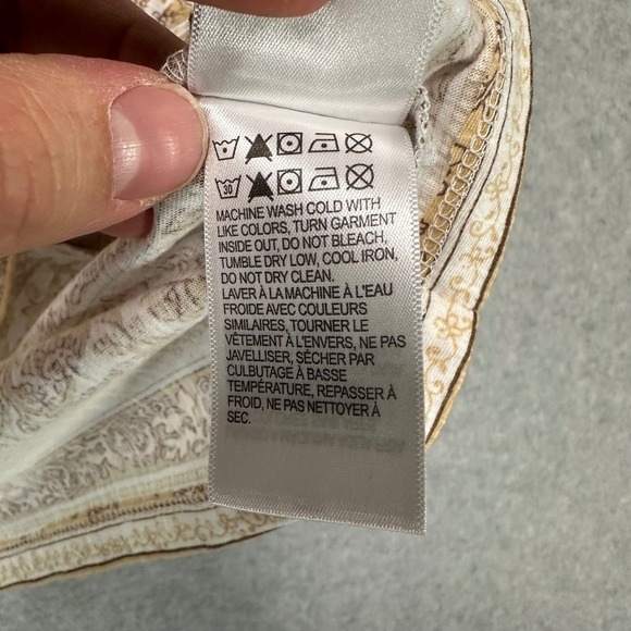 Lucky Brand Women's Medium Floral Print Tie Neck Short Sleeve Blouse Top NWT - Picture 9 of 9